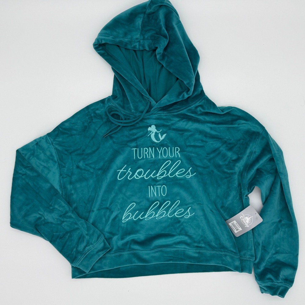 Disney The Little Mermaid Velour Hoodie Turn Your Troubles Into Bubbles Size S